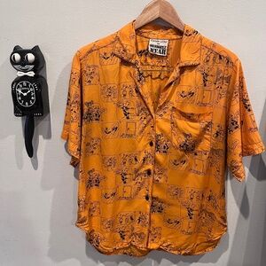 Vintage Carole Little- short sleeve 'mice' button down